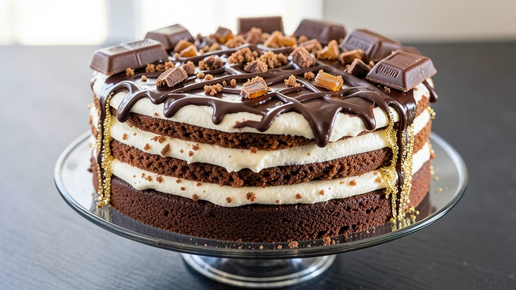 Butterfinger Cake Recipe With Chocolate Cake: Nutty Swirls and Crunchy Butterfinger Bites