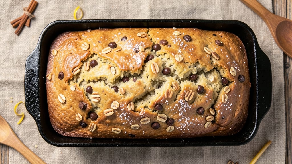 Banana Bread Recipe With Oats and Chocolate Chips: Crunchy Top, Melty Swirls, One-Bowl Joy