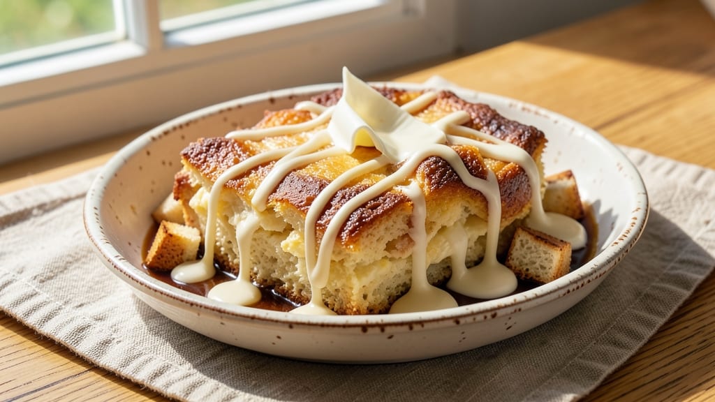 Bread Pudding Recipe With White Chocolate Sauce: Decadent Custard Meets Molten Drizzle