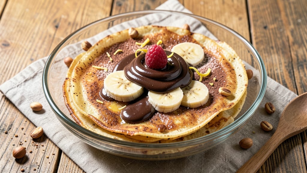 Banana Chocolate Crepes Recipe: Stacked Layers of Warm Caramelized Bananas and Fudgy Chocolate