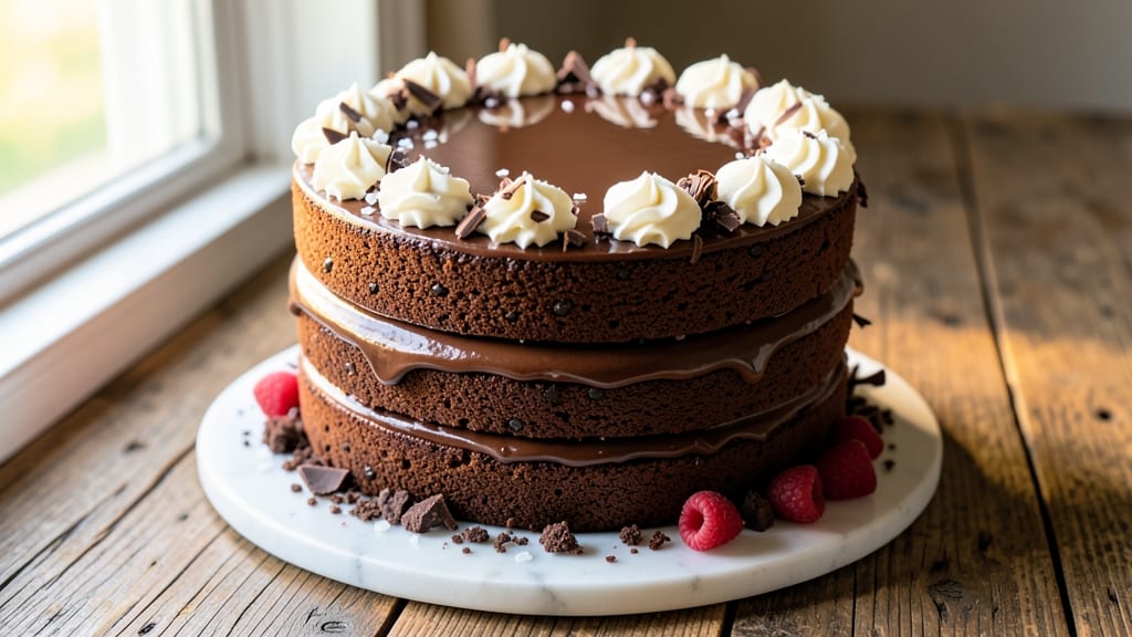 Best Chocolate Layer Cake Recipe Ever: Triple-Layered Height With Coffee-Infused Fudge Swirls