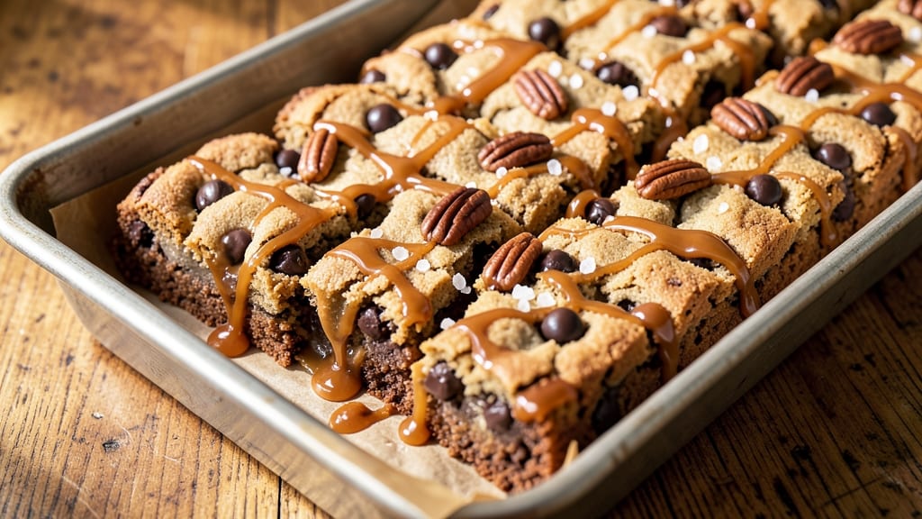 Caramel Chocolate Chip Cookie Bars Recipe: Triple-Layered Crunch With Molten Cocoa Swirls