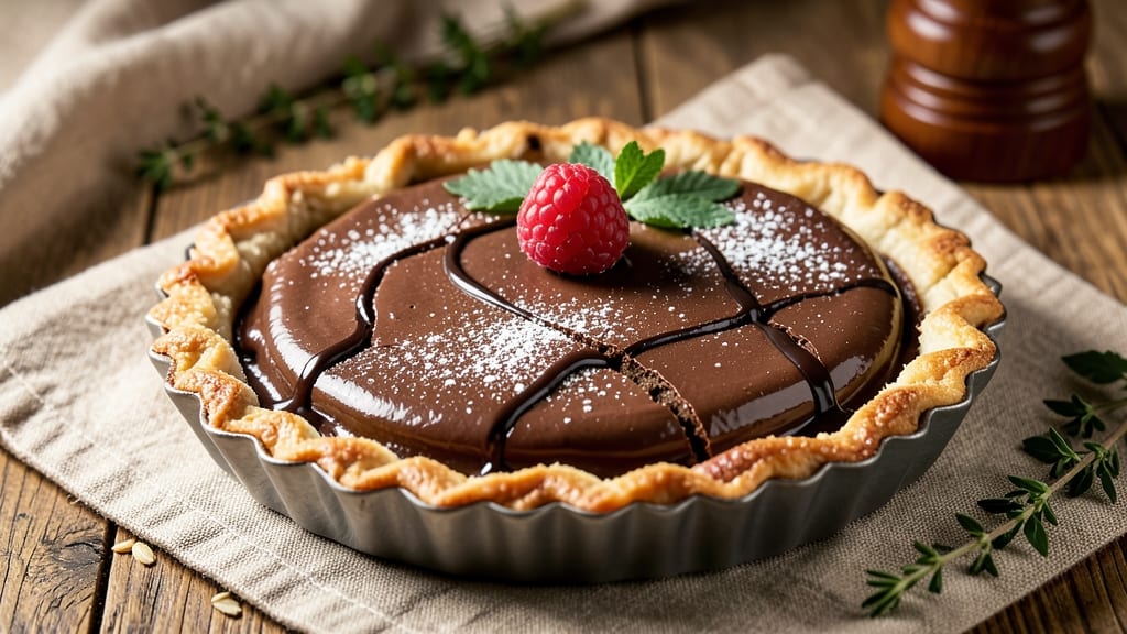Baked Chocolate Tart Recipe: Coffee-Infused Ganache With Crispy Almond Top